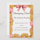 Thanksgiving Dinner Invitation met Herfstkrans Kaart (Voorkant)