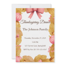 Thanksgiving Dinner Invitation met Herfstkrans