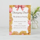 Thanksgiving Dinner Invitation met Herfstkrans Kaart (Staand voorkant)