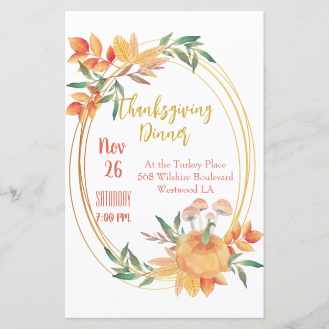 Thanksgiving Dinner Invitation Sjabloon (Voorkant)