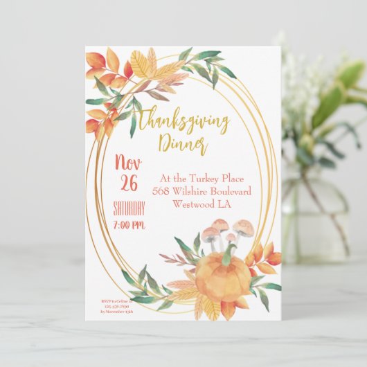 Thanksgiving Dinner Invitation Sjabloon Kaart (Staand voorkant)