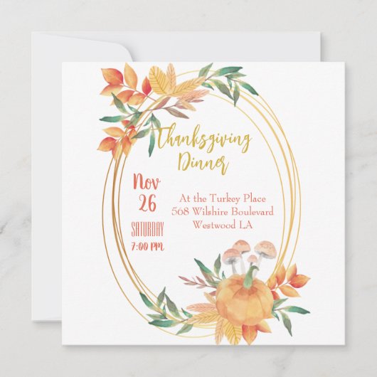 Thanksgiving Dinner Invitation Sjabloon Kaart (Voorkant)