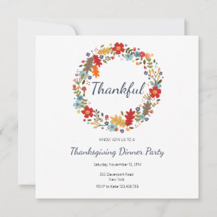 Thanksgiving Dinner Invitation Thankful Wreath