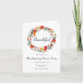 Thanksgiving Dinner Invitation Thankful Wreath (Voorkant)