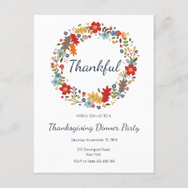 Thanksgiving Dinner Invitation Thankful Wreath Briefkaart