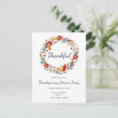 Thanksgiving Dinner Invitation Thankful Wreath Briefkaart (Staand voorkant)