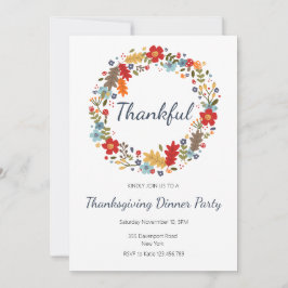 Thanksgiving Dinner Invitation Thankful Wreath Kaart
