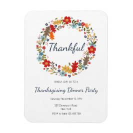 Thanksgiving Dinner Invitation Thankful Wreath Magneet