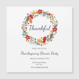 Thanksgiving Dinner Invitation Thankful Wreath Magnetische Uitnodiging