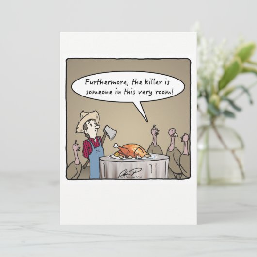 Thanksgiving Dinner Invitation: Turkey Killer! Kaart (Staand voorkant)