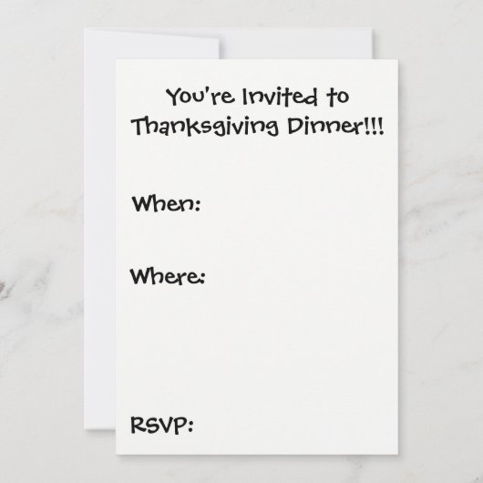 Thanksgiving Dinner Invitation: Turkey Killer! Kaart (Achterkant)