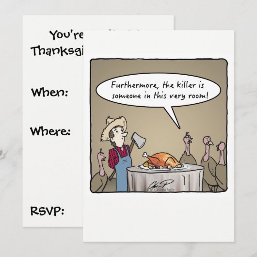 Thanksgiving Dinner Invitation: Turkey Killer! Kaart (Voorkant / Achterkant)