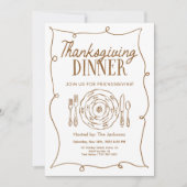 Thanksgiving Dinner Invitation Vintage Kaart (Voorkant)