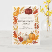 Thanksgiving Dinner Invitation Watercolor Pumpkins Kaart (Gele Bloem)