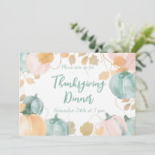 Thanksgiving Dinner Invitation Waterverf Pompoen Kaart (Staand voorkant)
