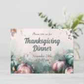 Thanksgiving Dinner Invitation Waterverf Pompoen Kaart (Staand voorkant)