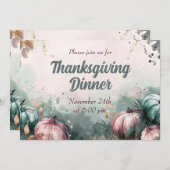 Thanksgiving Dinner Invitation Waterverf Pompoen Kaart (Voorkant / Achterkant)