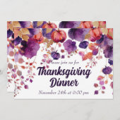 Thanksgiving Dinner Invitation Waterverf Pompoen Kaart (Voorkant / Achterkant)