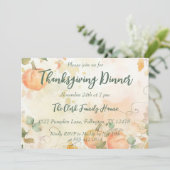 Thanksgiving Dinner Invitation Waterverf Pompoen Kaart (Staand voorkant)