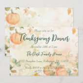 Thanksgiving Dinner Invitation Waterverf Pompoen Kaart (Voorkant / Achterkant)