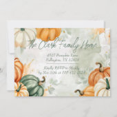 Thanksgiving Dinner Invitation Waterverf Pompoen Kaart (Achterkant)