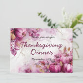 Thanksgiving Dinner Invitation Waterverf Pompoen Kaart (Staand voorkant)