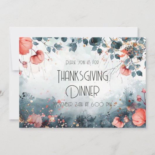 Thanksgiving Dinner Invitation Waterverf Pompoen Kaart (Voorkant)