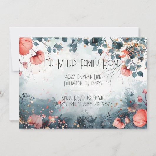 Thanksgiving Dinner Invitation Waterverf Pompoen Kaart (Achterkant)