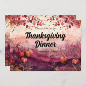 Thanksgiving Dinner Invitation Waterverf Pompoenen Kaart (Voorkant / Achterkant)