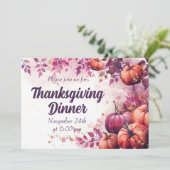 Thanksgiving Dinner Invitation Waterverf Pompoenen Kaart (Staand voorkant)