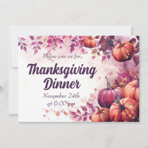 Thanksgiving Dinner Invitation Waterverf Pompoenen Kaart