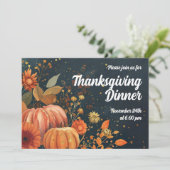 Thanksgiving Dinner Invitation Waterverf Pompoenen Kaart (Staand voorkant)