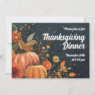 Thanksgiving Dinner Invitation Waterverf Pompoenen Kaart