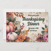Thanksgiving Dinner Invitation Waterverf Pompoenen Kaart (Voorkant)