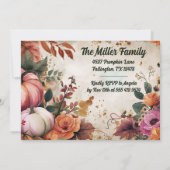 Thanksgiving Dinner Invitation Waterverf Pompoenen Kaart (Achterkant)