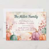 Thanksgiving Dinner Invitation Waterverf Pompoenen Kaart (Achterkant)