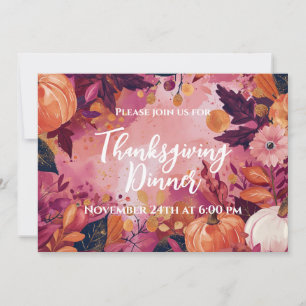 Thanksgiving Dinner Invitation Waterverf Pompoenen Kaart