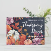 Thanksgiving Dinner Invitation Waterverf Pompoenen Kaart (Staand voorkant)