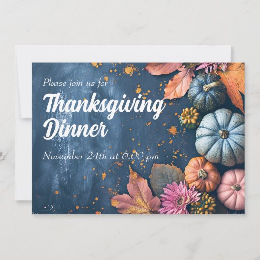 Thanksgiving Dinner Invitation Waterverf Pompoenen Kaart (Voorkant)