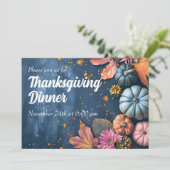 Thanksgiving Dinner Invitation Waterverf Pompoenen Kaart (Staand voorkant)