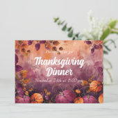 Thanksgiving Dinner Invitation Waterverf Pompoenen Kaart (Staand voorkant)