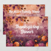Thanksgiving Dinner Invitation Waterverf Pompoenen Kaart (Voorkant / Achterkant)