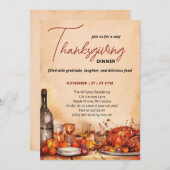 Thanksgiving Dinner invitation with Autumn Feast Kaart (Voorkant / Achterkant)