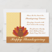 Thanksgiving Dinner Invitations Cute Turkey Kaart (Voorkant)