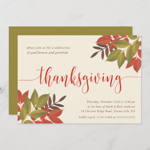 Thanksgiving DINNER INVITE KORTE FOLIAGE Kaart