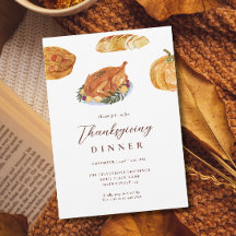 Thanksgiving Dinner Kalkoen & Taart Waterverf Rust
