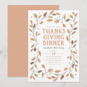 Thanksgiving Dinner Leaf Border Whimsical Kaart (Voorkant / Achterkant)