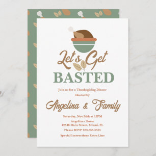 Thanksgiving Dinner Let's get Basted Turkey Bowl Kaart