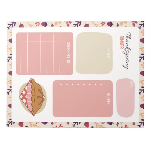 Thanksgiving Dinner Maaltijd Plan Notitieblok (Voorkant)