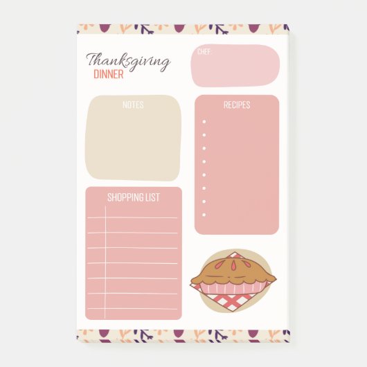Thanksgiving Dinner Maaltijd Plan Post-it® Notes (Voorkant)